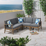 Outdoor 5 Piece Acacia Wood Sectional Sofa Set - NH223803