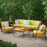 Outdoor 6 Seat Teak Finished Acacia Wood Sofa and Table Set - NH327303