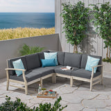 Outdoor 5 Piece Acacia Wood Sectional Sofa Set - NH223803