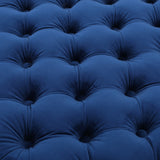 Modern Glam Button Tufted Diamond Stitch Velvet Square Ottoman - NH373892