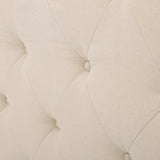 Contemporary Button Tufted Beige Fabric Queen/Full Headboard - NH684892