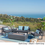 Outdoor 4-Seater Aluminum Chat Set with Fire Pit and Tank Holder - NH884503