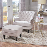 Button Tufted Upholstered Club Chair With Footstool - NH295992