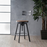 Black Brush Silver Firwood Adjustable Barstool - NH429992