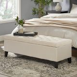 Button-Tufted Velvet Storage Ottoman Bench - NH742992