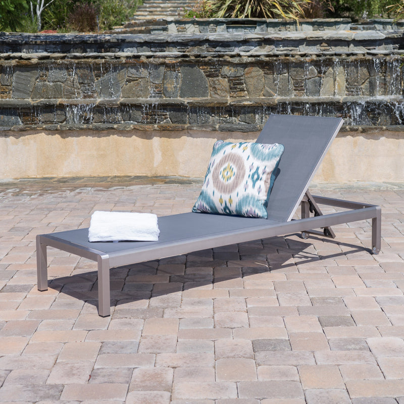 Dark Gray Outdoor Mesh Chaise Lounge - NH663003