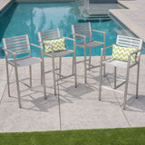 Outdoor Silver Rust-Proof Aluminum 29.50 Inch Barstools - NH752403