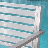 Outdoor 5 Piece Silver Rust-Proof Aluminum Bar Set with Grey Tempered Glass Top Bar Table - NH562403