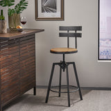 Black Brush Silver Firwood Smooth Back Adjustable Bar Stool - NH339992