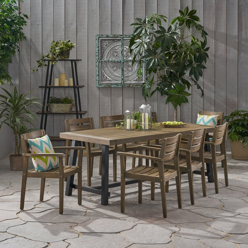 Outdoor Acacia Wood 8 Seater Dining Set - NH346903