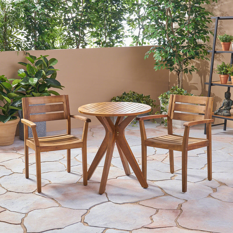 Outdoor 3 Piece Acacia Wood Bistro Set - NH920503