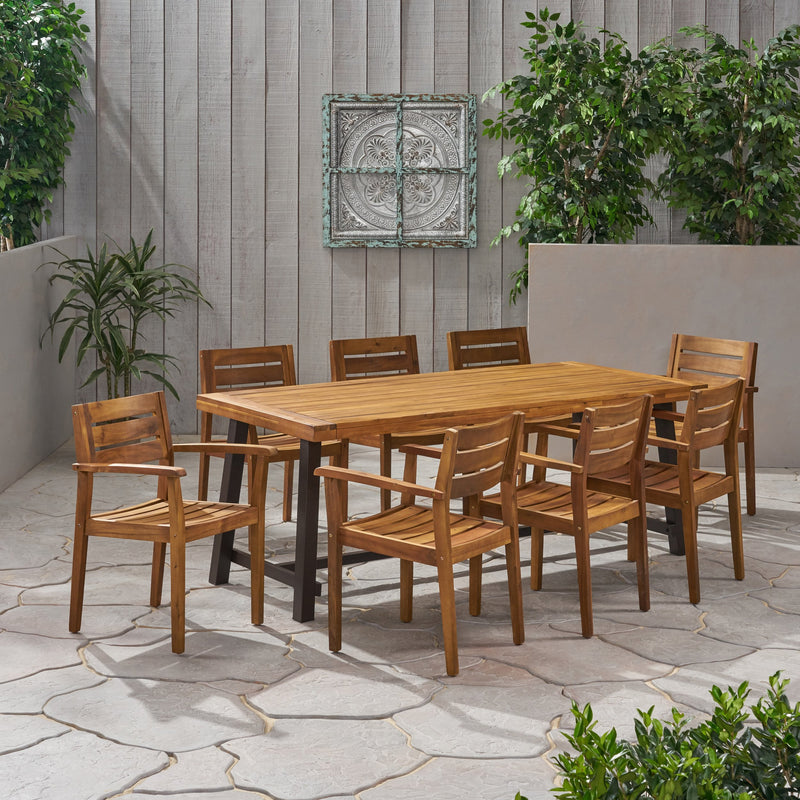 Outdoor Acacia Wood 8 Seater Dining Set - NH536903