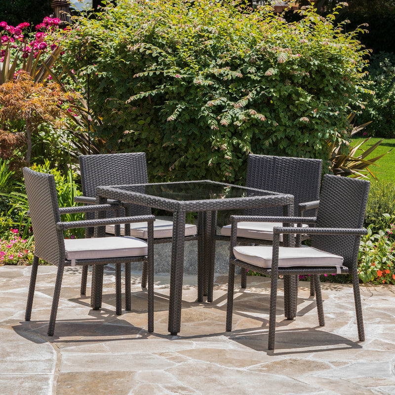 Outdoor 5 Piece Dining Set with Water Resistant Cushions - NH728003