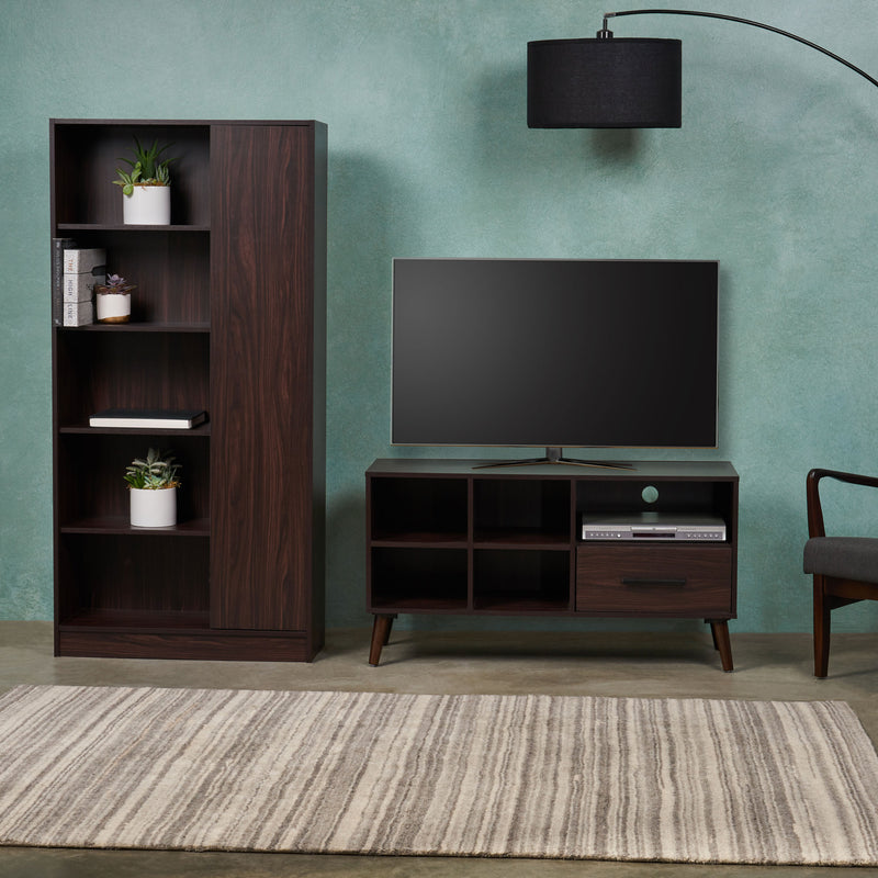 Mid Century 2 Piece TV Stand & Bookcase Set - NH798903