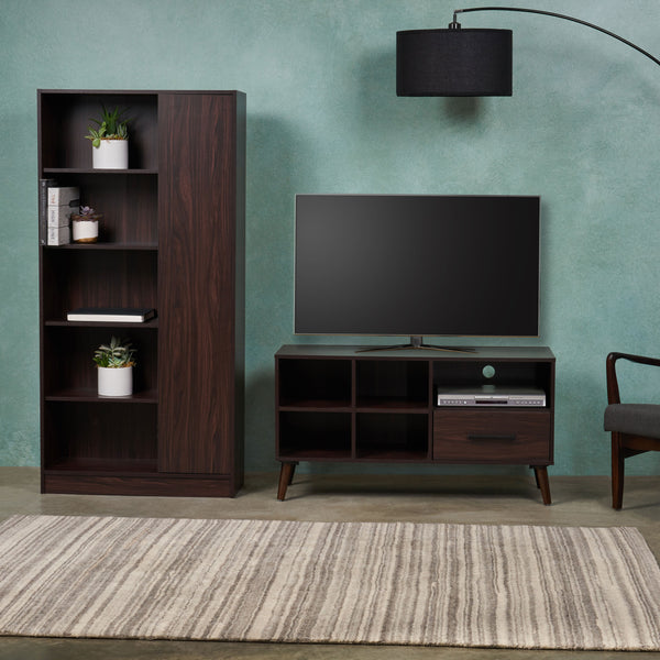 Mid Century 2 Piece TV Stand & Bookcase Set - NH798903