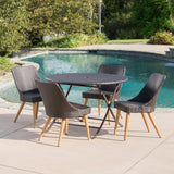 Outdoor 5 Piece Multi-brown Wicker Dining Set with Table and Chairs - NH110203