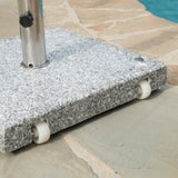 Outdoor Natural Grey Granite and Stainless Steel Umbrella Base - NH873003