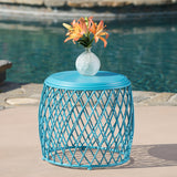 Outdoor 19 Inch Diameter Lattice Iron Side Table - NH149103