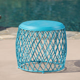 Outdoor 19 Inch Diameter Lattice Iron Side Table - NH149103