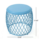 Outdoor 19 Inch Diameter Lattice Iron Side Table - NH149103