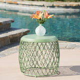 Outdoor 19 Inch Diameter Lattice Iron Side Table - NH149103