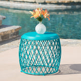 Outdoor 19 Inch Diameter Lattice Iron Side Table - NH149103