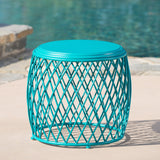 Outdoor 19 Inch Diameter Lattice Iron Side Table - NH149103