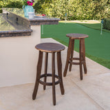 30-Inch Outdoor Dark Brown Finished Acacia Wood Barstools - NH720103