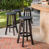 30-Inch Outdoor Dark Grey Finished Acacia Wood Barstools - NH531103
