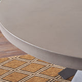 Modern Lightweight Concrete Circular Dining Table with Cross Base - NH583103