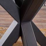 Modern Lightweight Concrete Circular Dining Table with Cross Base - NH583103