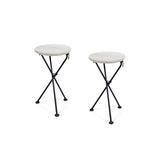 Outdoor Portable Foldable Light Grey Finished Acacia Wood Side Table - NH426303