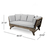 Outdoor Gray Finished Acacia Wood Daybed with Water Resistant Cushions - NH175203