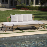 Outdoor Gray Finished Acacia Wood Daybed with Water Resistant Cushions - NH175203