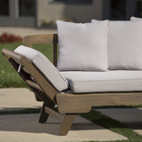 Outdoor Gray Finished Acacia Wood Daybed with Water Resistant Cushions - NH175203