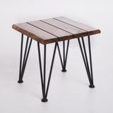 Rustic Industrial Acacia Wood Side Table with Metal Hairpin Legs (Set of 2), Teak - NH690603