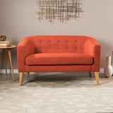 Button Back Mid Century Fabric Modern Loveseat - NH392103