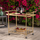 Outdoor Gold Finish Iron and Glass Bar Cart - NH525403