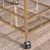 Outdoor Gold Finish Iron and Glass Bar Cart - NH525403