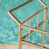 Outdoor Modern Iron and Glass Bar Cart, Gold - NH625403