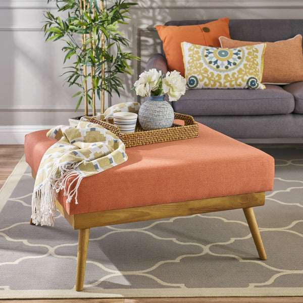 Mid Century Fabric Ottoman - NH487403