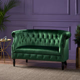 Tufted Scroll Arm New Velvet Loveseat - NH112203