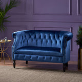Tufted Scroll Arm New Velvet Loveseat - NH112203