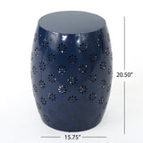 Outdoor Modern Floral Lace-Cut Metal Accent Side Table - NH065103