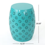 Outdoor Modern Floral Lace-Cut Metal Accent Side Table - NH065103