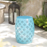 Outdoor Modern Floral Lace-Cut Metal Accent Side Table - NH065103