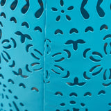 Valley Modern Floral Lace Cut Iron Drum Shaped Accent Table - NH377103
