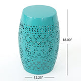 Valley Modern Floral Lace Cut Iron Drum Shaped Accent Table - NH377103