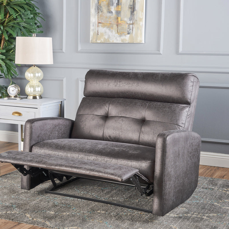 Plush Cushion Tufted Back Microfiber Loveseat Recliner - NH703103