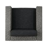 Outdoor 4 Seater Wicker Swivel Chair and Fire Pit Set - NH169213